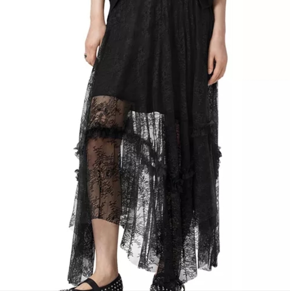 All Saints Josie Lace Black Skirt